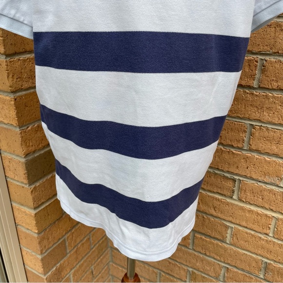 COUNTRY ROAD Blue Stripe Polo Shirt Size L Casual Beach Summer Going Out - Picture 6 of 7